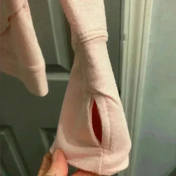 Women’s lightweight pink pullover hoodie thumb holes & a crossover at waist SM - Picture 5 of 8